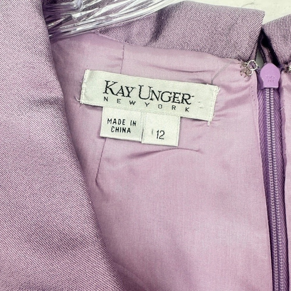 Kay Unger New York Wool Silk Bow Sheath Dress Purple Size 12 - Picture 4 of 11